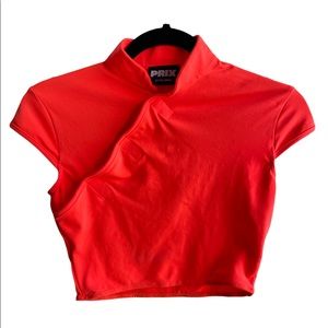 PRIX ORANGE SHORT SLEEVE VELCRO CROP TOP XS